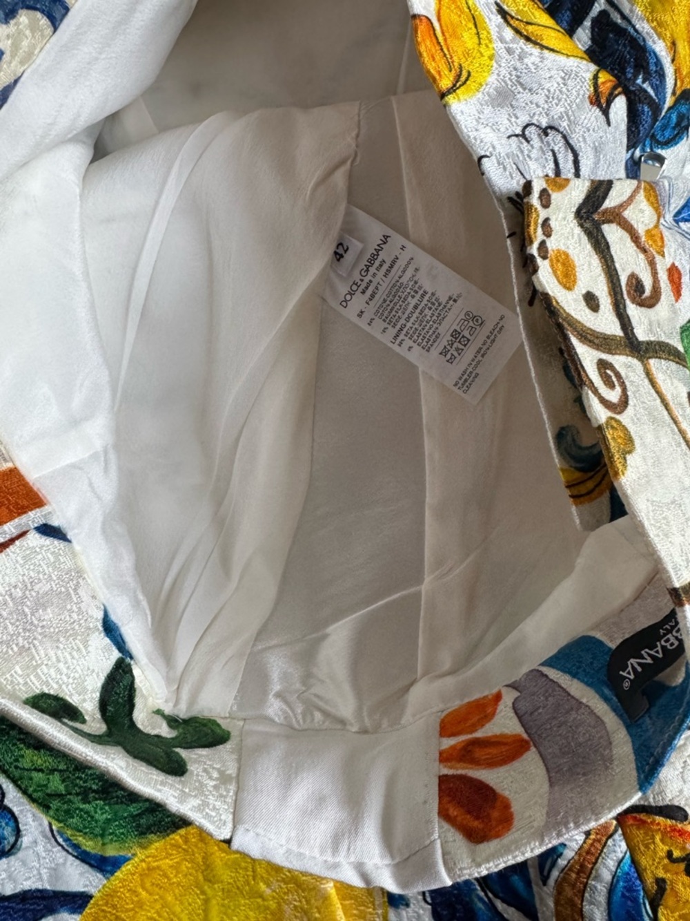 Dolce & Gabbana Majolica Lemon Mediterranean Tile Print Silk Skirt ALTERED SzMED - Picture 15 of 16